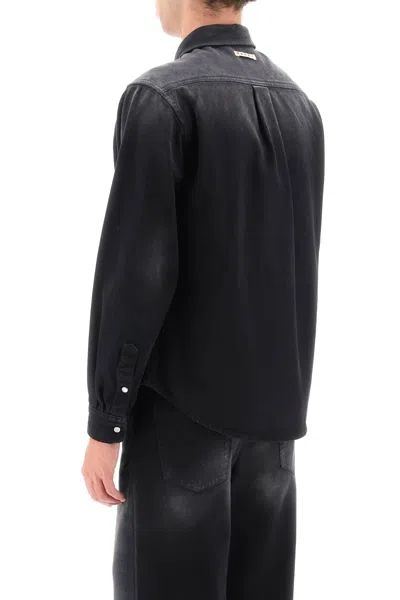 Shop Marni Black Washed Cotton Denim Slim-fit Shirt For Men