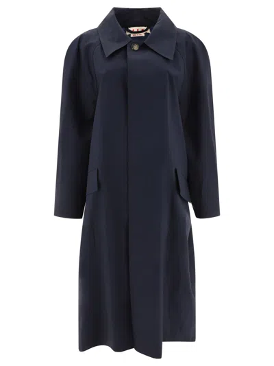Shop Marni Navy Cotton Raincoat For Women