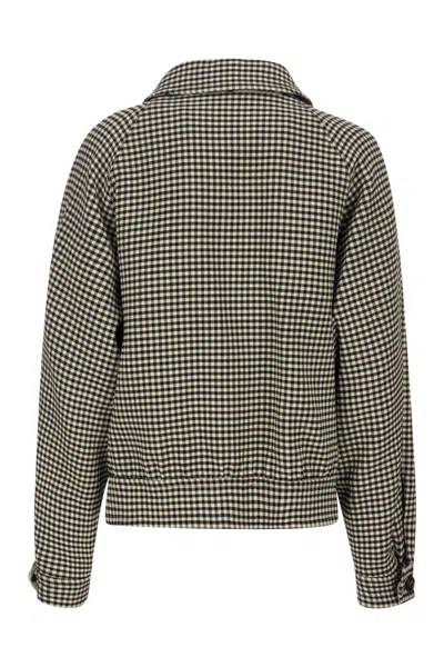 Marni Reversible Gingham Wool-blend And Animal-print Twill Jacket In Black/white