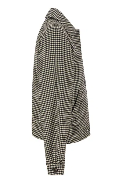 Marni Reversible Gingham Wool-blend And Animal-print Twill Jacket In Black/white