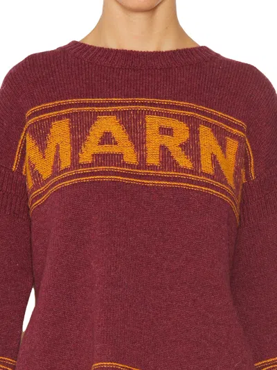 Shop Marni Elegant Bordeaux Crew-neck Sweater For Women
