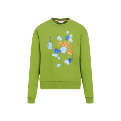 Shop Marni Green Cotton Sweatshirt For Men