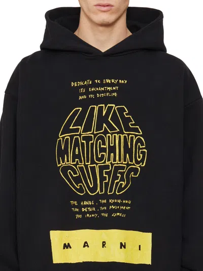 Shop Marni Men's Black Sweatshirt With Maxi Print Hood For Fw24