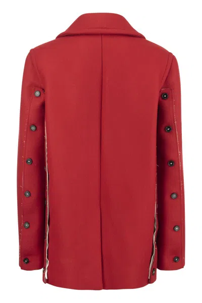 Shop Marni Red Double-breasted Wool Jacket For Women