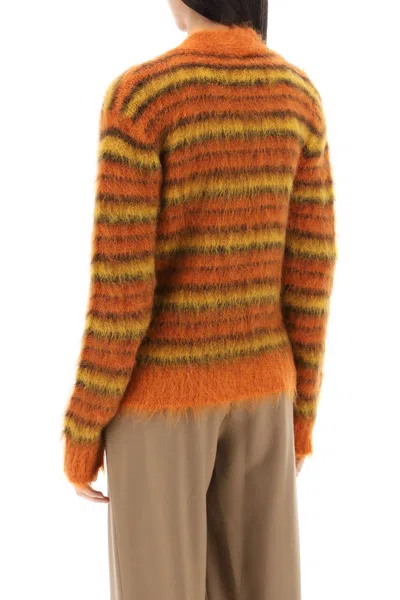 Shop Marni Striped Brushed Mohair Cardigan For Women In Multicolor