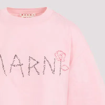 Shop Marni Women's Cotton Box-crop Shirt In Pink And Purple For Ss24