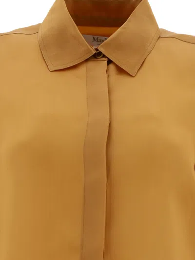 Shop Max Mara "nola" Silk Light Knit Shirt In Tan