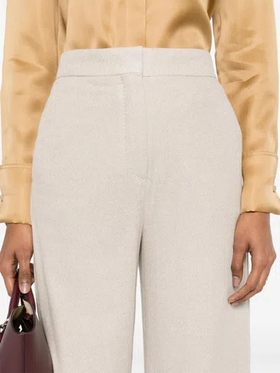Shop Max Mara Beige High Waist Trousers With Side Pockets And Wide Legs In Tan
