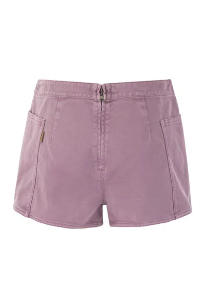 Shop Max Mara Mauve Cotton Drill Mini Shorts For Women In Lilac