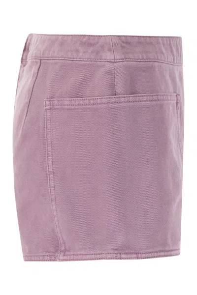 Shop Max Mara Mauve Cotton Drill Mini Shorts For Women In Lilac