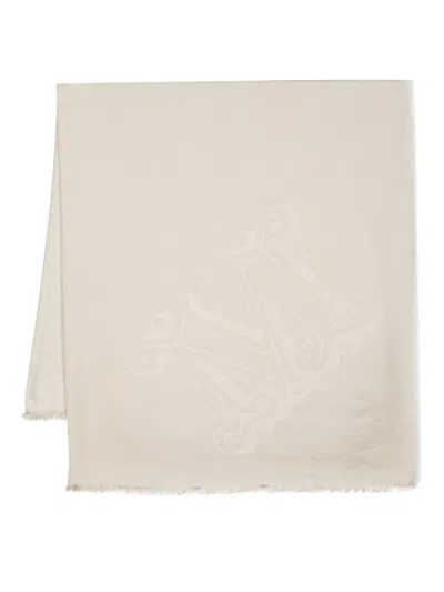 Shop Max Mara Green Printed Silk-blend Square Monogram Foulard For Women