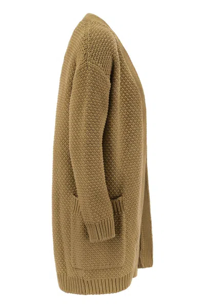 Shop Max Mara Leather Oversized Cotton Cardigan For Women In Brown
