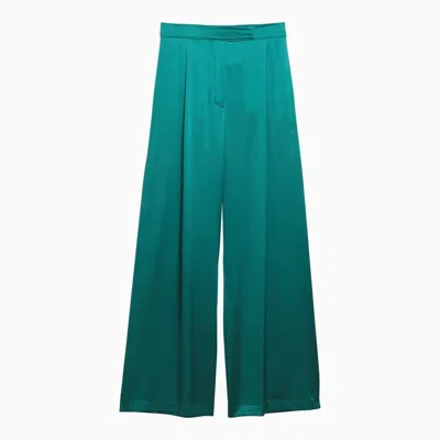 Shop Max Mara Green Silk Wide Trousers For Women