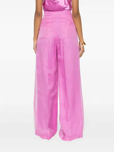 Shop Max Mara Pink Wide-leg Silk Trousers For Women