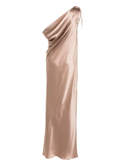Shop Max Mara Women's Brown Silk Long Dress For Ss24 Season