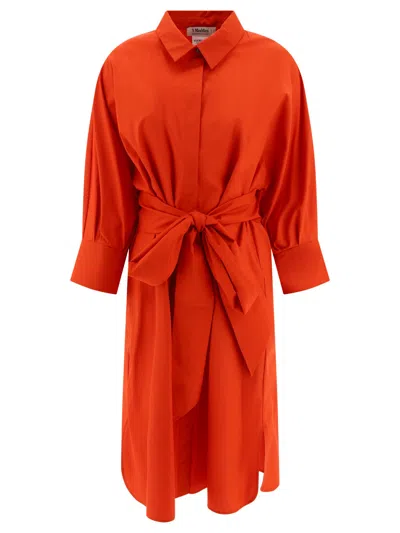 Shop Max Mara S "tabata" Poplin Shirt Dress In Orange