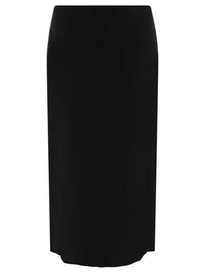 Shop Max Mara Sportmax "aceti" Double-layered Skirt In Black