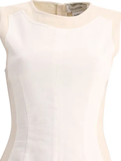 Shop Max Mara Sportmax "yang" Double-colour Sleeveless Dress In White