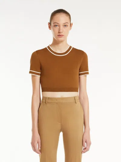Shop Max Mara Tobacco Knit Top For Women In Brown