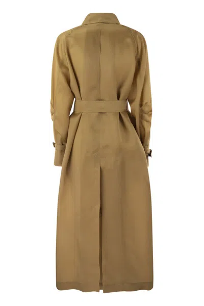Shop Max Mara Triple Pure Silk Trench Coat In Leather For Women In Brown