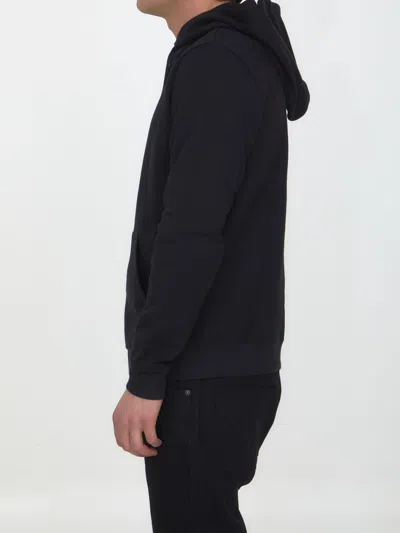Shop Saint Laurent Monogram Embroidered Hoodie In Black For Men In Noir