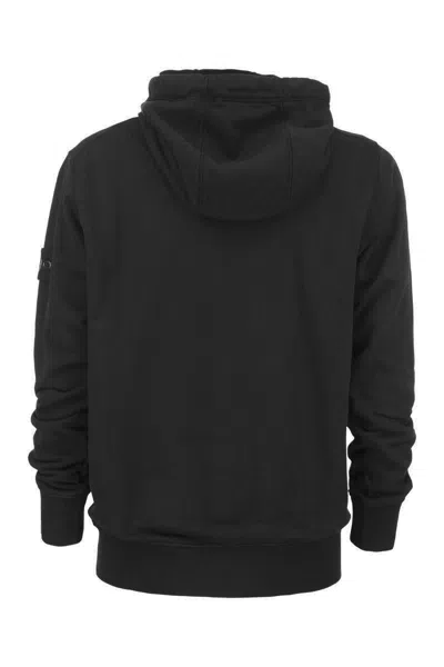 Shop Stone Island Men's Black Cotton Hoodie With Zip Closure And  Patch