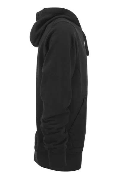 Shop Stone Island Men's Black Cotton Hoodie With Zip Closure And  Patch
