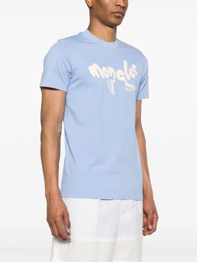 Shop Moncler Mens Pastel Blue Ss24 Cotton T-shirt