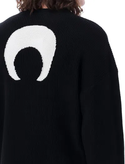 Shop Marine Serre Men's Cotton Knit Sweater With Moon Logo By  In Black