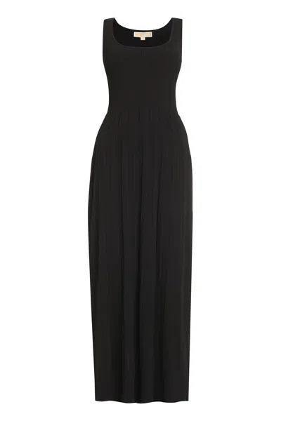 Shop Michael Michael Kors Black Ribbed Knit Long Dress For Women