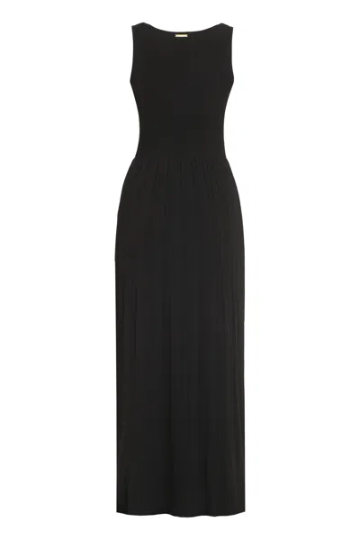 Shop Michael Michael Kors Black Ribbed Knit Long Dress For Women