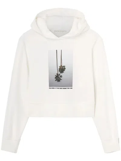 Shop Palm Angels Mirage Cotton Hoodie For Women In White