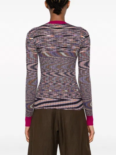 Shop Missoni Elegant Black Jacquard Knit Longsleeved Top For Women In Orange