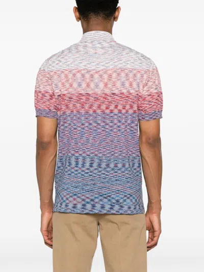 Shop Missoni Men's Tie-dye Print Cotton Polo Shirt In Red, White, And Blue For Ss24