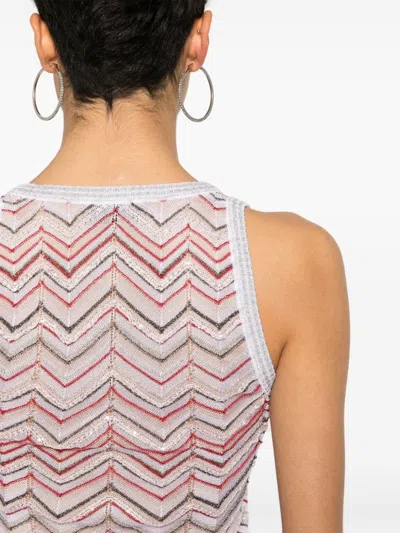 Shop Missoni Light Pink Sequin Embellished Sleeveless Top With Metallic Threaded Zigzag Design
