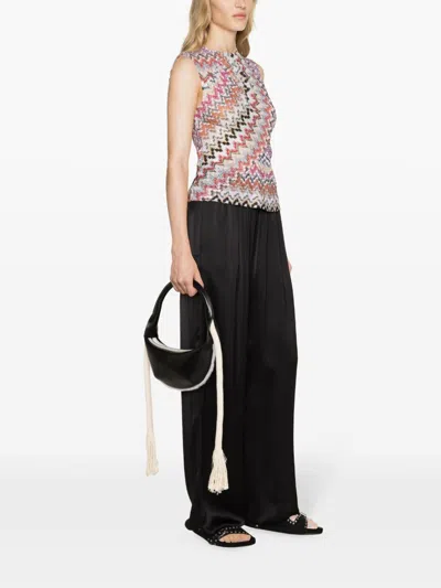 Shop Missoni Multicolor Metallic Thread Asymmetric Top In Pink