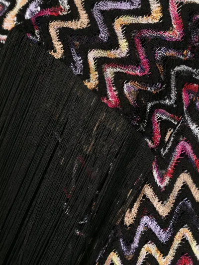Shop Missoni Multicolor Wool Blend Scarf With Signature Zigzag Design For Women In Black