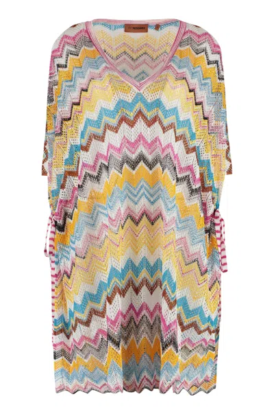 Shop Missoni Multicolored Herringbone Knit Poncho Cover-up For Women