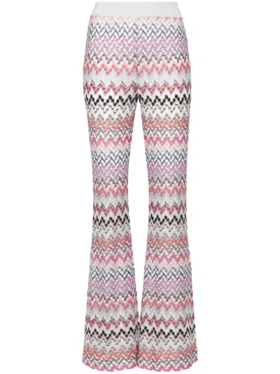 Shop Missoni Pink Zigzag Flared Trousers For Women | Ss24 Collection