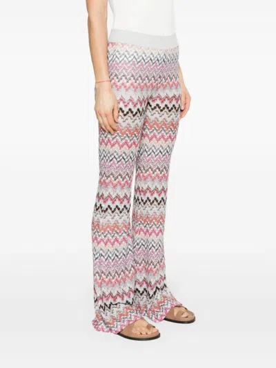 Shop Missoni Pink Zigzag Flared Trousers For Women | Ss24 Collection