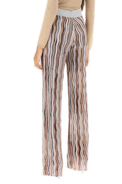 Shop Missoni Sequined Knit Pants With Wavy Motif In Mixed Colours For Women In Multicolor