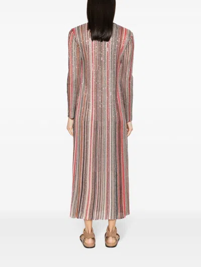 Shop Missoni Striped Long Cardigan With Metallic Threading And Sequin Embellishment In Black