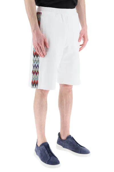 Shop Missoni Stylish Multicolored Band Sweatshorts For Men In White