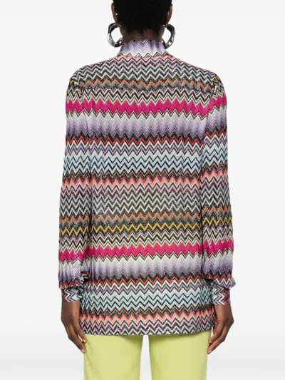 Shop Missoni Signature Zigzag Shirt With Metallic Threading In Tan For Women In Multicolour