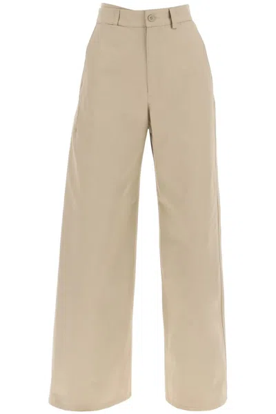 Shop Mm6 Maison Margiela Versatile Cotton Gabardine Trousers For Women In Beige