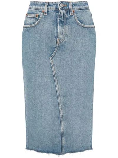 Shop Mm6 Maison Margiela Blue Denim Midi Skirt For Women In Ss24