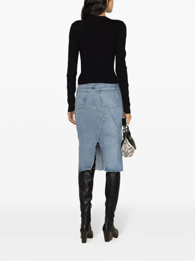 Shop Mm6 Maison Margiela Blue Denim Midi Skirt For Women In Ss24