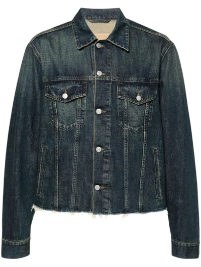 Shop Mm6 Maison Margiela Men's Blue Denim Jacket For A Classic And Versatile Look