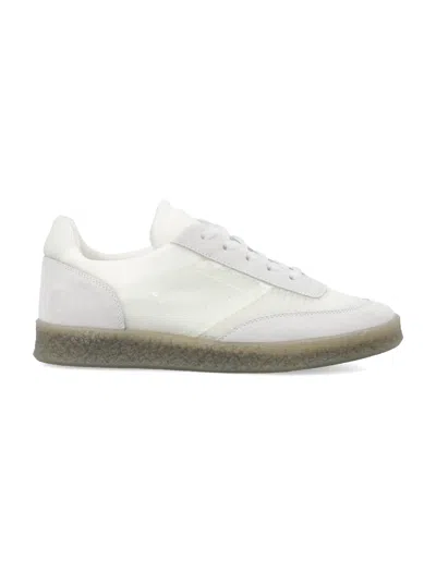 Shop Mm6 Maison Margiela Men's White Leather And Suede Low-top Sneakers For Ss24