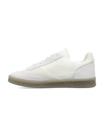 Shop Mm6 Maison Margiela Men's White Leather And Suede Low-top Sneakers For Ss24